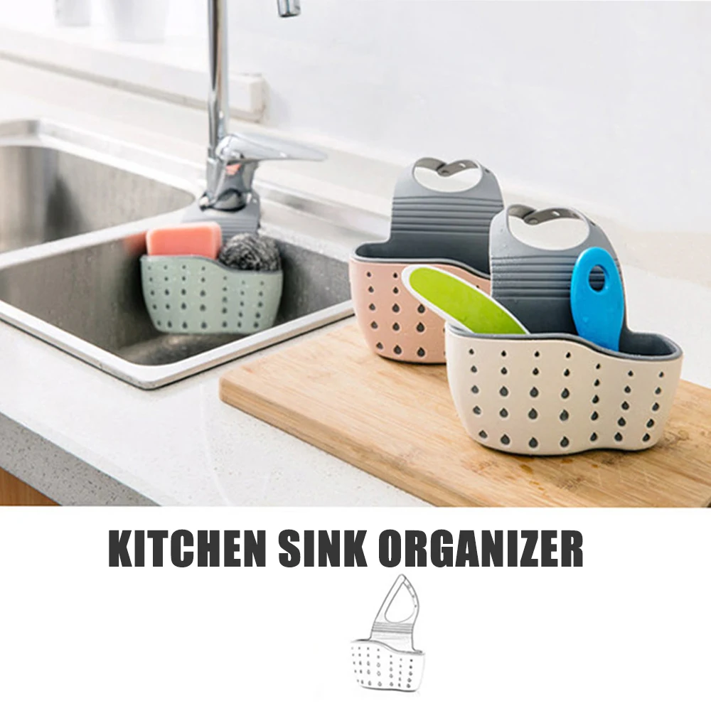 Kitchen Sink Organizer Sponge Holder Hanging Storage Basket Faucet Caddy Desk Organizer Soap Drain Rack Home Storage Holder