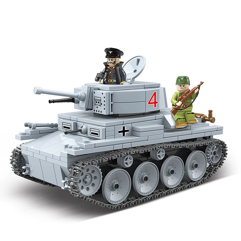 Cena Nowy 535 sztuk wojskowy WW2 LT 38 lekki czołg model klocków budowlanych kompatybilny Legoingly Technic miasto żołnierz wojskowy broń zabawki