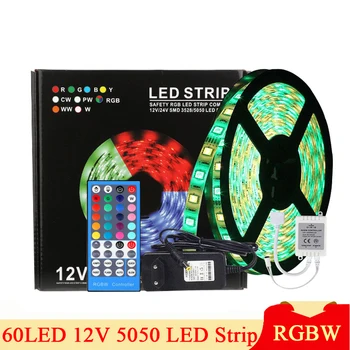 

SMD 5050 RGBW LED Strip Light Set DC12V Colorful 60LEDs Flexible Lights for Home Deco