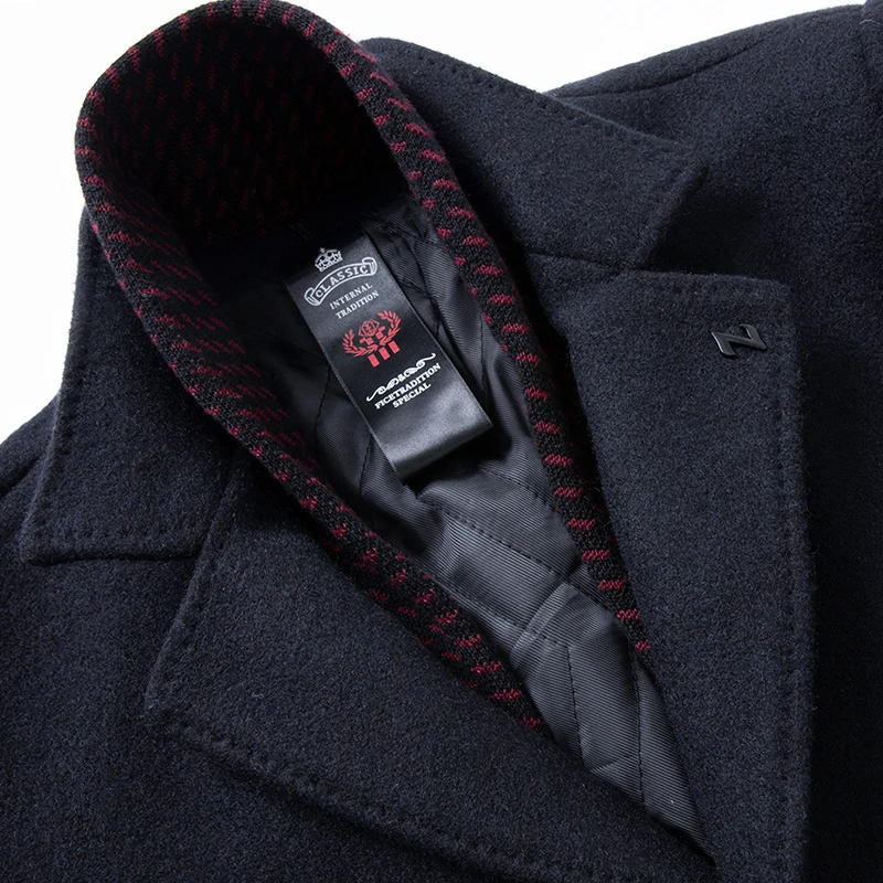 Съемный шарф, классическое пальто, Мужская однотонная Толстая шерстяная куртка, Мужская куртка с отложным воротником, мужская деловая теплая шерстяная куртка, зимнее пальто