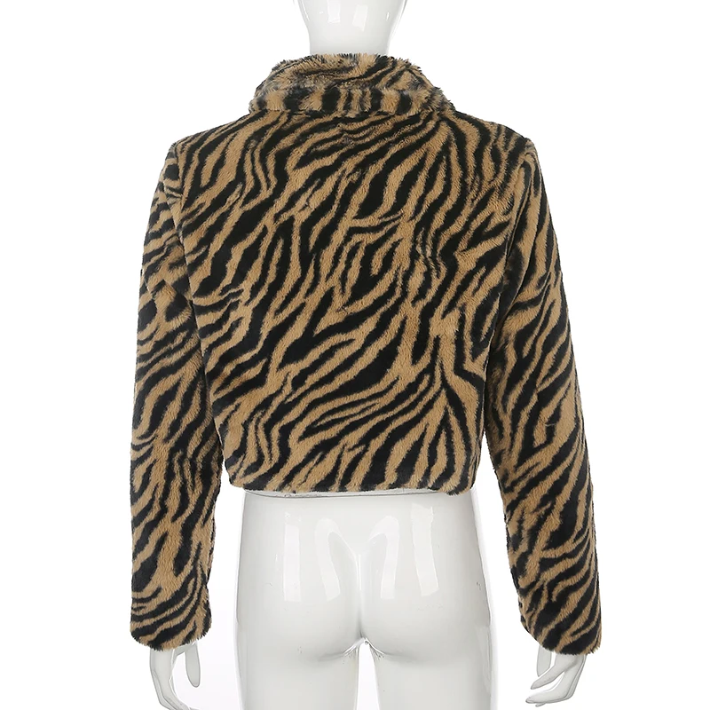 Rockmore Tiger/Полосатые зимние пальто и куртки для женщин; большие размеры; пальто с отложным воротником; Harajuku; уличная одежда; свободная осенняя куртка