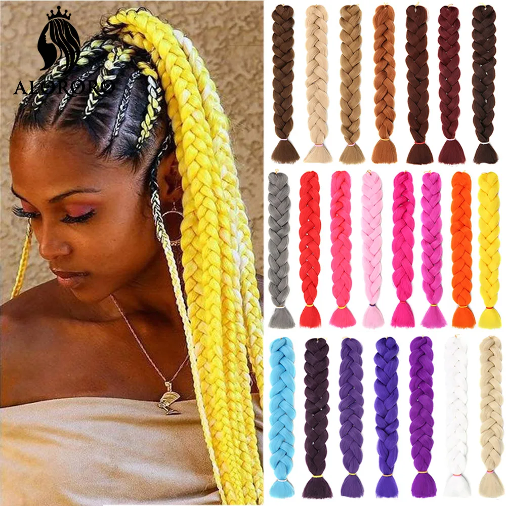 Alororo Green 82 Inch Jumbo Braid Hair Synthetic Hair Braids Extensions  Afro Red Yellow Blue Purple 37 Pure Colors Braiding Hair - Synthetic  Braiding Hair(for Black) - AliExpress