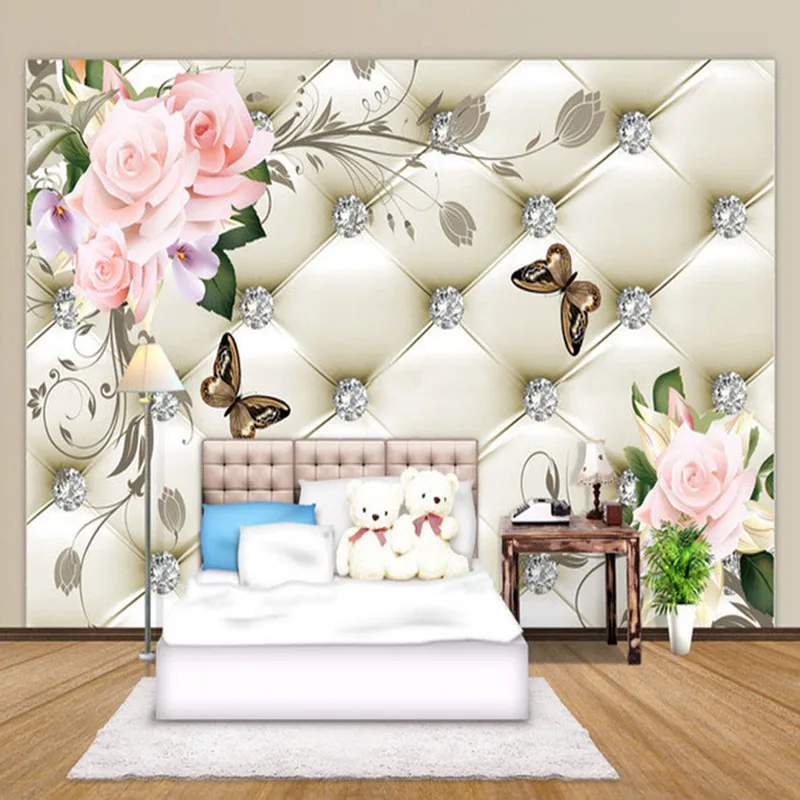 Custom-3D-Mural-Wallpaper-European-Style-Rose-Flower-Pattern-Diamonds-Wall-Painting-Living-Room-TV-Background (2)