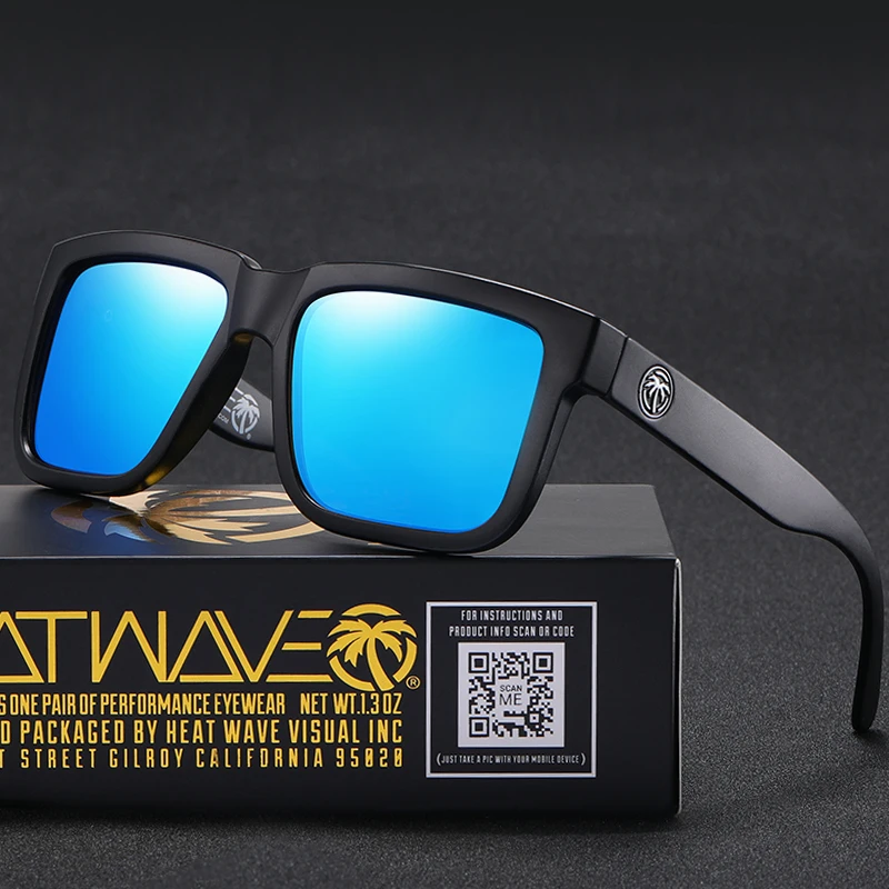 2021 Brand new Heat Wave brand Design Men's fashion polarized Sunglasses  fishing glasses Retro Rectangular Men sunglasses Oculos