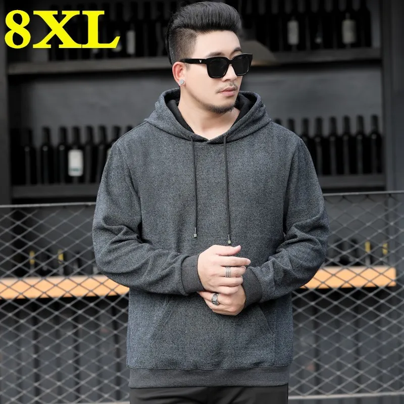 8XL 7XL размера плюс новинка Осень-зима Брендовые мужские толстовки с капюшоном