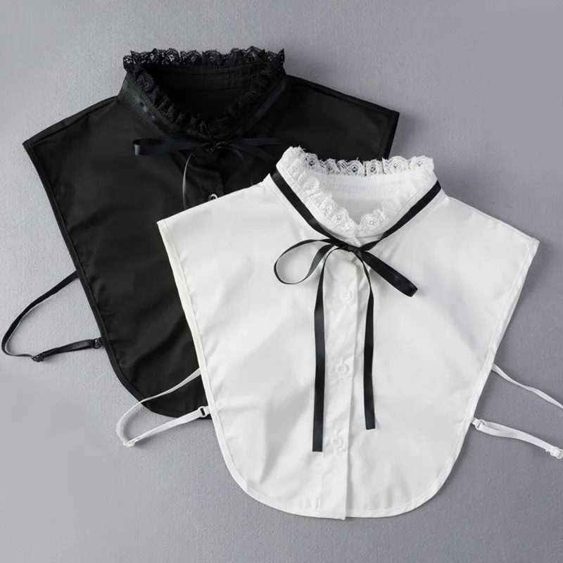 

Vintage Bowknots Fake Collar for Women Detachable Shirt Collar False Collar Blouse Neckwear Half Shirt Decorative Nep Kraagie