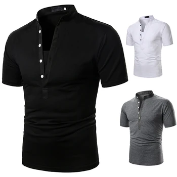 

291# Men Tees V-Neck Tees Fashion Short Sleeve Men T-shirt