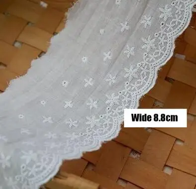 White 2 Модный белый хлопок с цветочной вышивкой кружевная ткань ленточный пошив Свадебная аппликация воротник гипюр платье Свадебный декор - Цвет: White 2