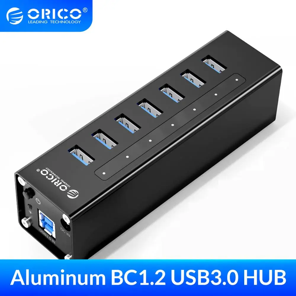 USB разветвитель ORICO алюминиевый с 7 портами и адаптером питания 12 В|usb 3.0 hub|port usb hub3.0