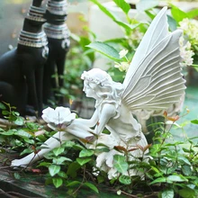 40 см высокое наружное украшение для сада бабочка Сказочные цветы Stastue садовая Статуэтка из смолы украшение дома сада двора