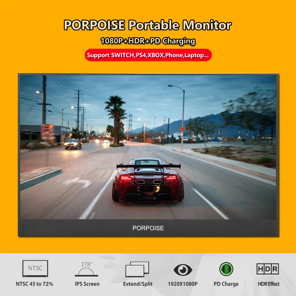 17 3 дюйма HDMI HD 1080P HDR Type C портативный монитор IPS экран Автомобильный дисплей для PS4