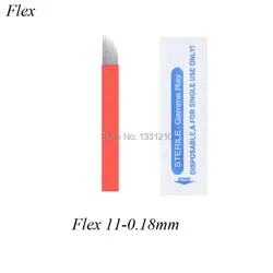 Комплект Lâmina Tebori 50 шт. Flex 11 Nano 0,18 мм конические лезвия, иглы для татуажа Перманентный с ручным управлением макияж микроволокна ручка