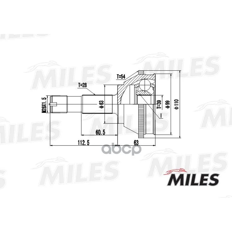 Шрус Citroen Jumper/Fiat Ducato/Peugeot Boxer 1.9d-2.8tdi 94- Нар. Abs 1000-1400 Miles Ga20068 Miles арт. GA20068