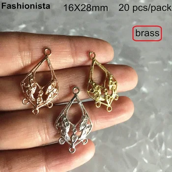 

20 pcs -Jewelry Earrings Charms Findings Multi-loop Chandelier Connectors Brass Filigrees Gold Silver-color Metal Parts Supplies