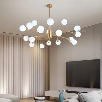 

Nordic Personality Chandelier Postmodern Glass LED Light Luxury Magic Bean Pendant Lamp Lights Restaurant Hanging Lamps