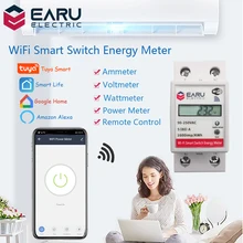 Casa esperta do google do interruptor de controle remoto do trilho do ruído do kwh do consumo 90-250v do medidor de energia da energia de wifi