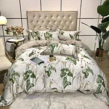 

American-Style Pastoral Style 60 Tencel Four-piece Set Digital Printing High-End Bedding Bare Sleeping Skin Lyocell Lenzing Tenc