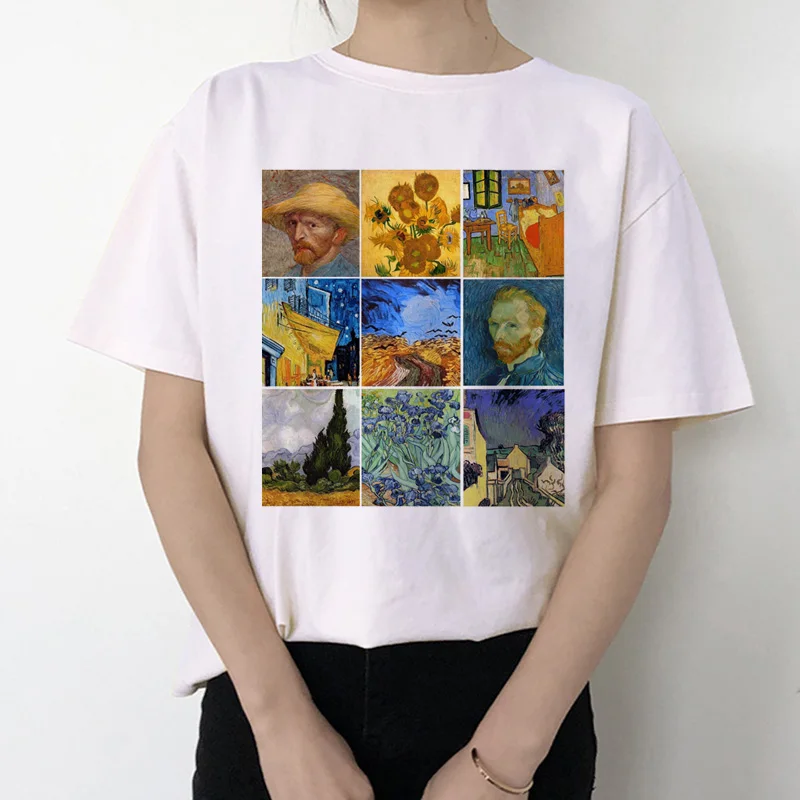 van gogh women t shirt new fashion art print tshirt Meme female clothes aesthetic t-shirt funny Tumblr Grunge grunge top tee - Цвет: 5589