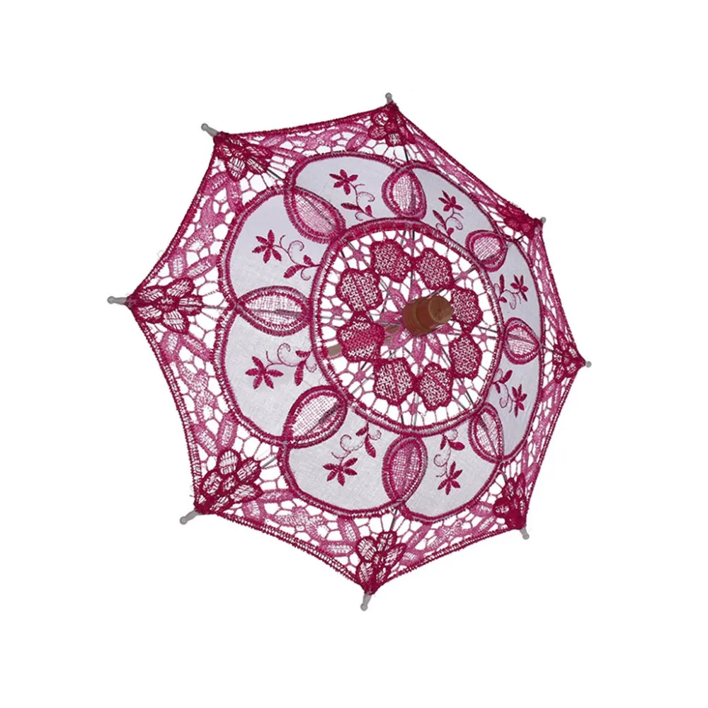 Mini Vintage Wood Embroidery Pure Cotton Lace Umbrella Wedding Umbrella So Small for Wedding Gift Photo Props Kids Gift #3B31 (10)