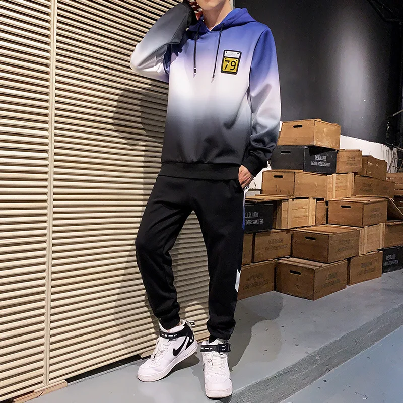 

Spring And Autumn Hoodie Men'S Wear Hoodie Suit New Style Korean-style Loose-Fit Trend Gradient Hooded Fashion Students Set