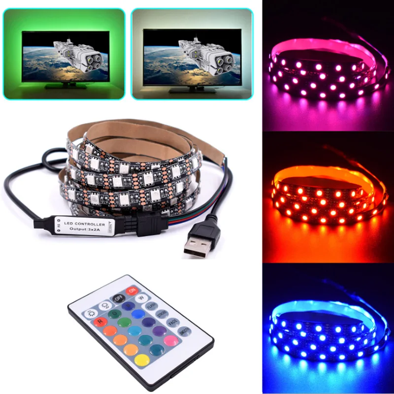 

1M 5050 USB Light With TV Background Light RGB Remote Control Color Light With Bare Board Interior Decoration Light