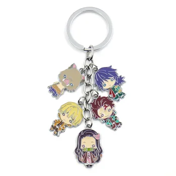 

5 pcs in set Anime Demon Slayer: Kimetsu no Yaiba Figure Keychain Pendant Toys Tanjirou Nezuko Figures Zinc Alloy Keychain Set