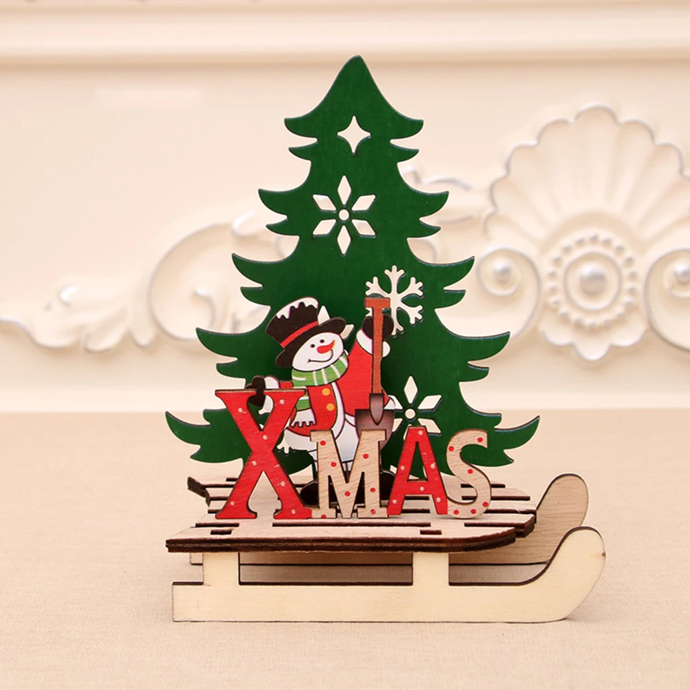 Новый 1 шт. в форме рождественской ёлки Деревянные Подвески DIY Санта Клаус Снеговик Рождественская елка украшения с оленями Рождественская