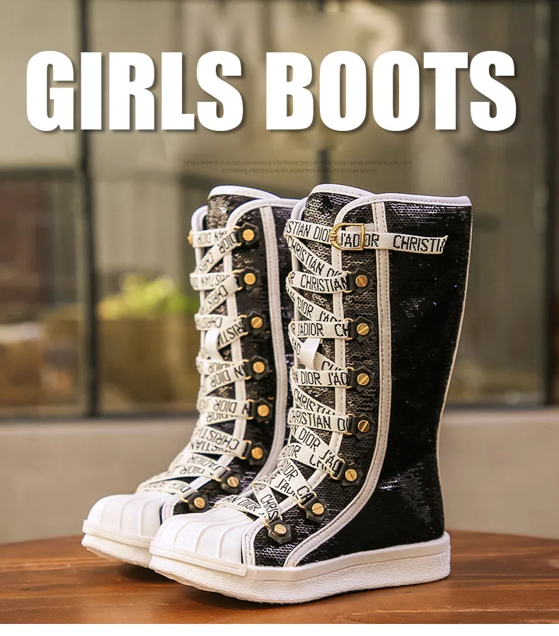 PINSEN Winter Shoes Girls Boots Sequins Childen Shoes For Girl Plush Warm Kids Snow Boots Child Rubber Bottom Fashion Boots