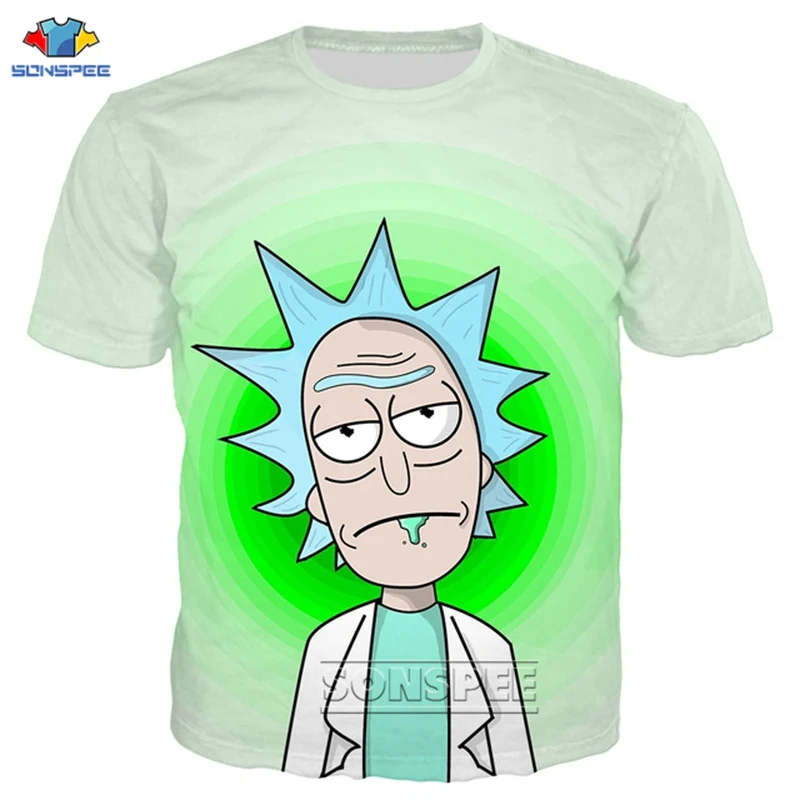 

SONSPEE Summer Funny Anime Rick and Morty T-Shirts 3D Print Women Hip Hop Style Oversized T Shirt Streetwear Pullover Men Tees