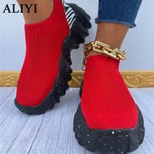 

Women's New Sneakers 2021 Autumn Fashion Stretch Fabric Female Slip On Breathable Casual Shoes Outdoor Running Walking Flats