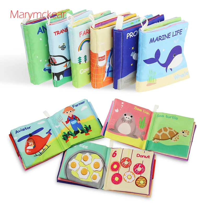 Baby Cloth Books Baby Toys 0-12 Month Infant Toddler Reading Books Crinkle Books Montessori Toys for Kids Gift