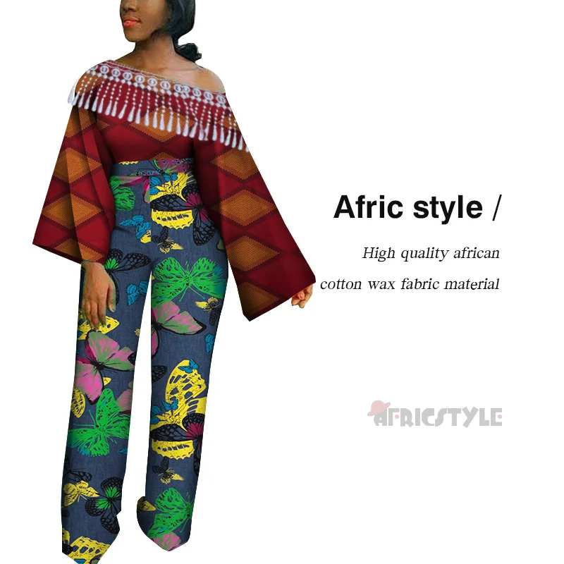 

2020 New African Print Elastic Bazin Baggy Pants Rock Style Dashiki SLeeve Famous Suit for office or party model WY5588