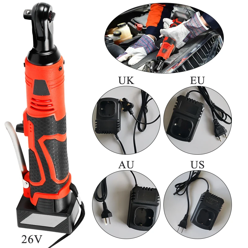 

26V 60Nm 3/8in Cordless Rechargeable Electric Ratchet Wrench Tool Set w/ Battery 12V lithium battery stage truss installation