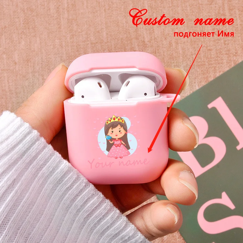 

Custom Name Cute Princess DIY case For airpods case Earphone Case Luxury Soft Silicone Protective Cover For Apple Airpods 2 Case