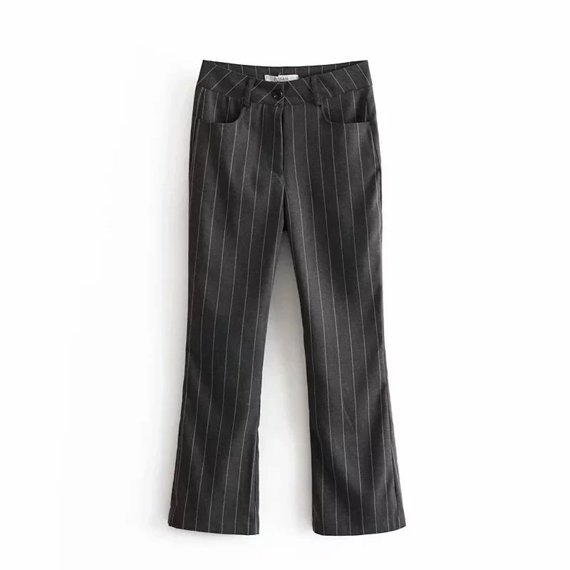 pant Осенние винтажные полосатые женские блейзеры и куртки корейская мода короткий Блейзер feminino тонкий для офиса с длинным рукавом Блейзер Пальто - Цвет: pant
