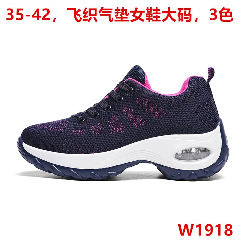 

Cross Border New Style Large Size Rocking Shoes Fly Woven Breathable Sports WOMEN'S Shoes Casual Elasticity Air Cushion wa zi xi