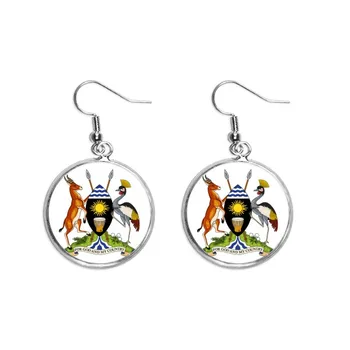 

Uganda Africa National Emblem Ear Dangle Silver Drop Earring Jewelry Woman