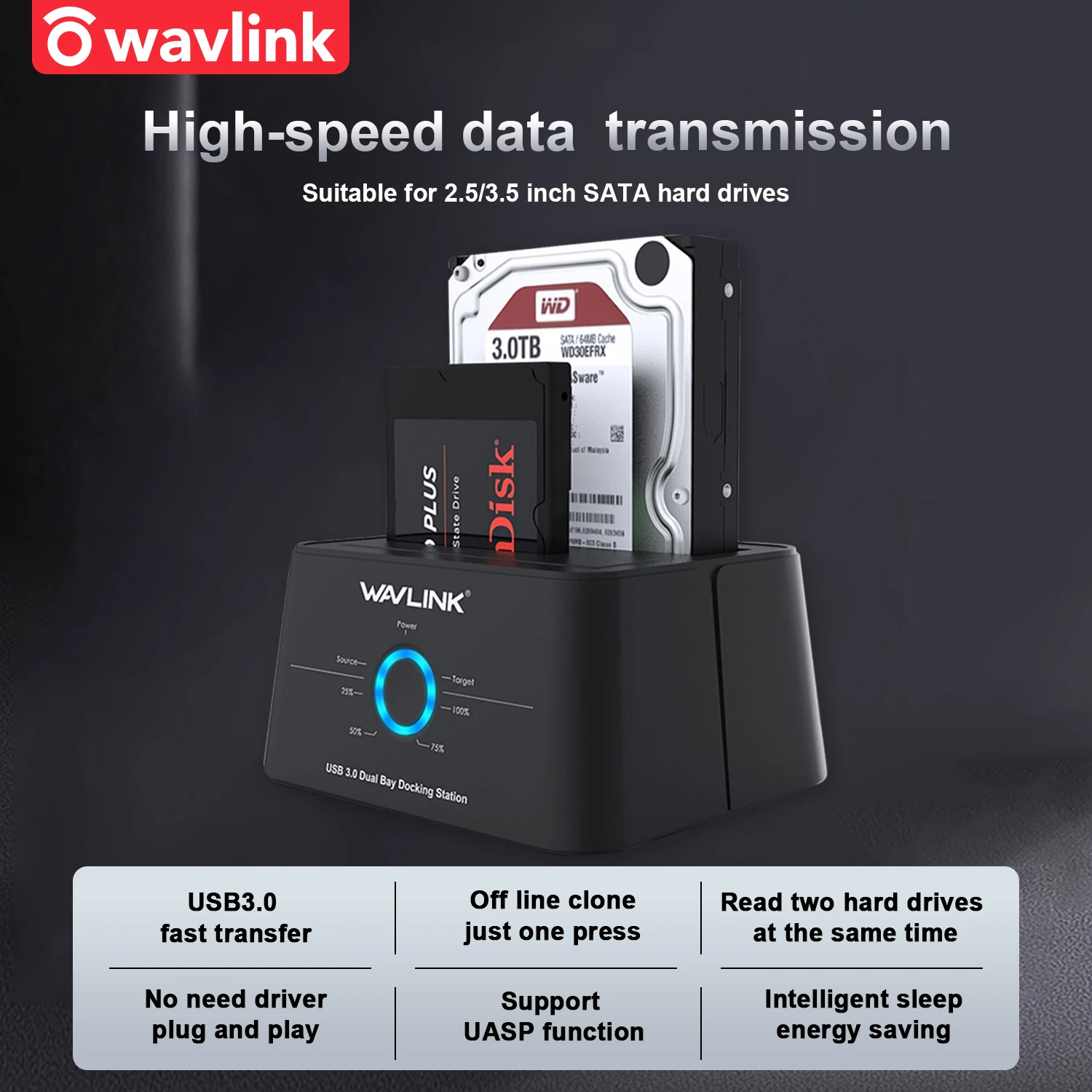 Wavlink HDD док станция Sata жесткий диск Корпус SATA к USB 3 0 адаптер для 2 5 SSD чехол HD