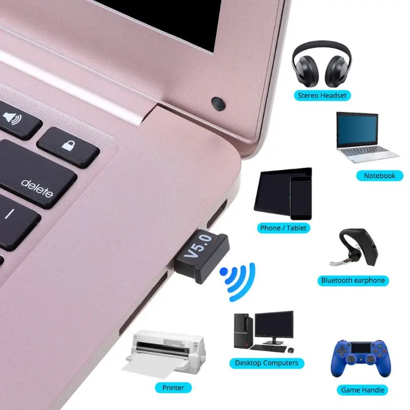  Wireless Bluetooth 5.0 Receiver Adapter USB Dongle Transmitter for PC Computer Laptop