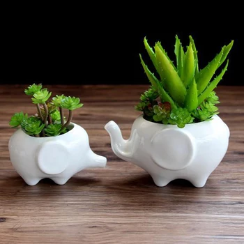 

Elephant Ceramic Flower Pot Succulent Plant Container Decoration for Home Office Garden YU-Home