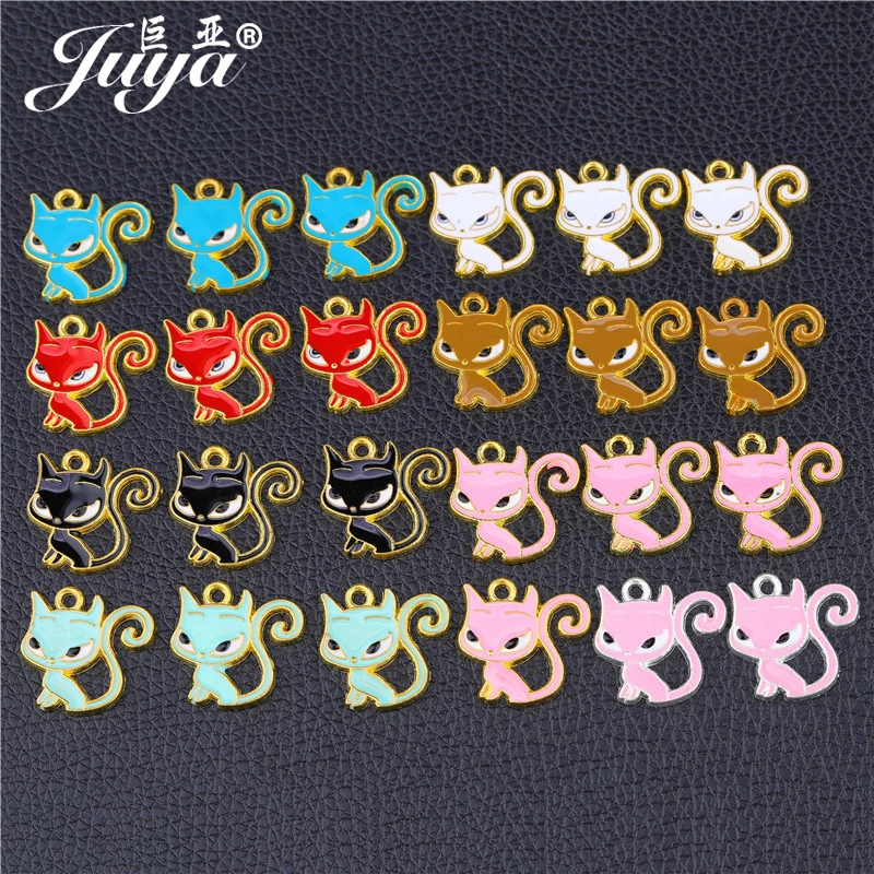 JUYA 15 шт./лот DIY ювелирные изделия фурнитура эмаль маленькая кошка животные