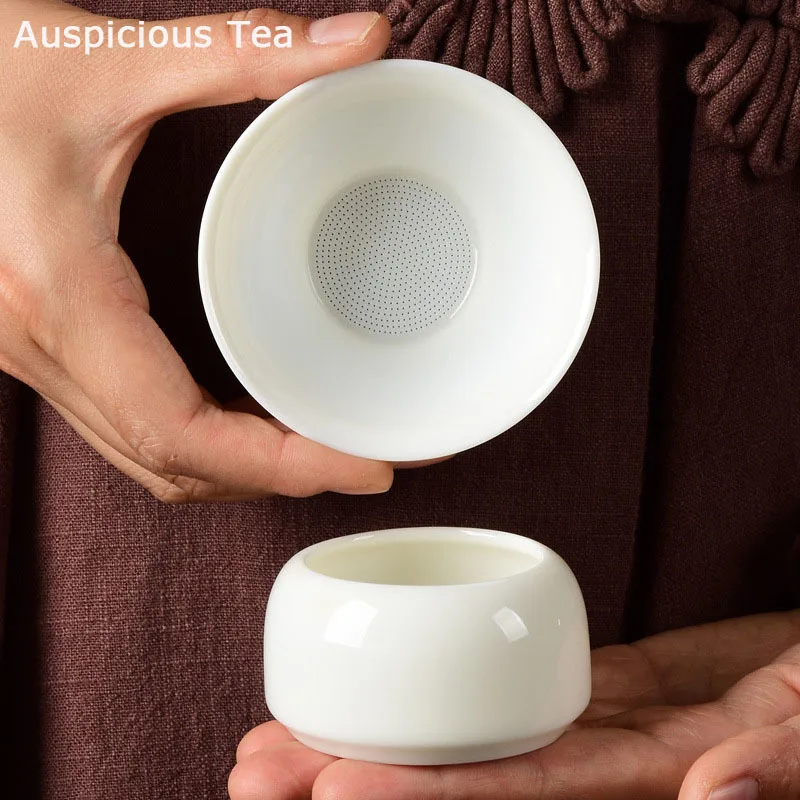 Tea Filter Mutton Fat Jade Pure White Tea Leakage White Porcelain Kung Fu Household Tea Set