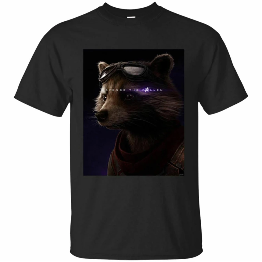 Rocket Raccoon- Avengers End Game Marvel Poster Avenge The Fallen Black T-Shirt Funny Design Tee Shirt | Мужская одежда