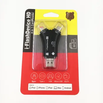 

4in1 Card Reader usb-C Micro USB MicroSD Multi Cardreader for Android s20 s10 11 pro 7plus 6s5s MacBook OTG TF SD Adapter