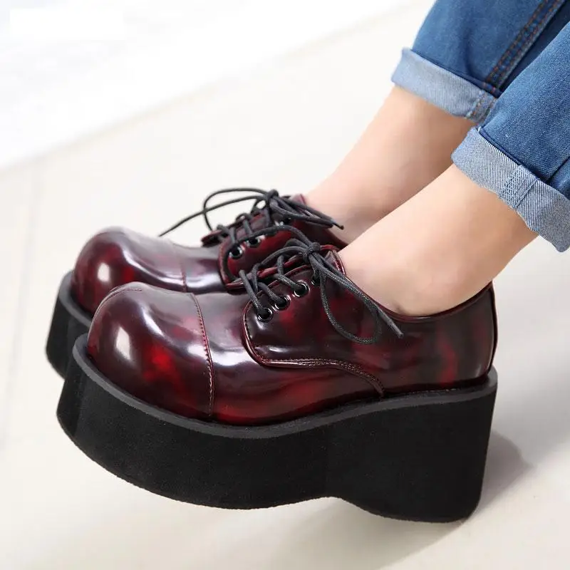 

Women Booties Imitations Demonia Ankle Motorcycle Boots Goth Punk Style Creeper Shoes Womens Platform Wedge Boots Black Boots