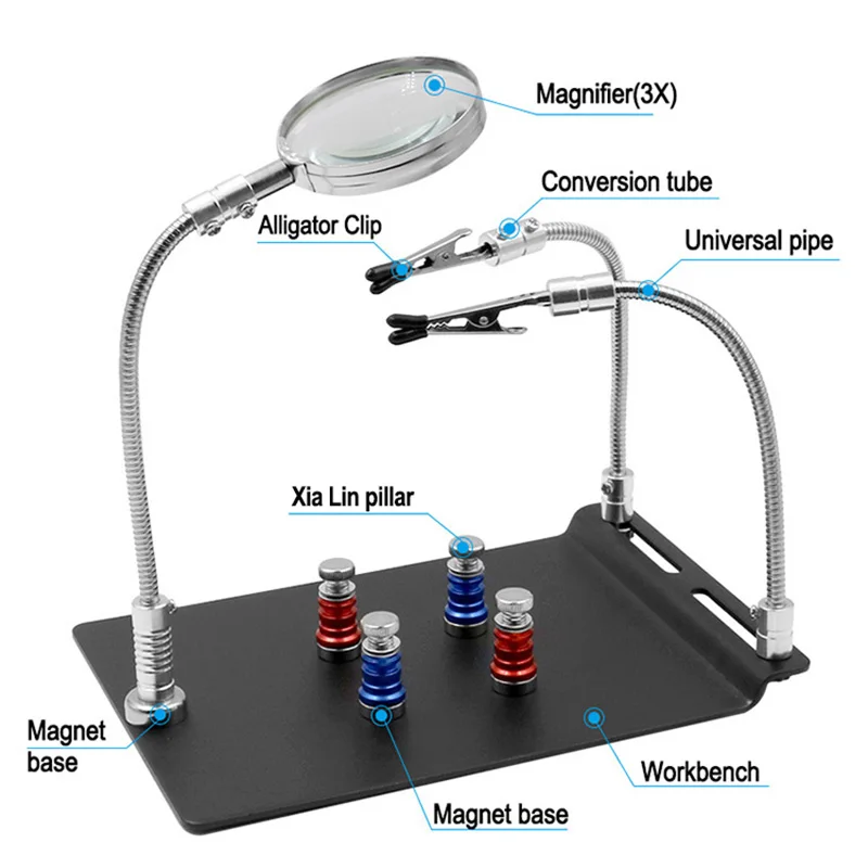 Магнитная печатная плата с фиксированным зажимом, гибкая рукоятка для пайки, увеличительное стекло, держатель для паяльника, инструменты для ремонта