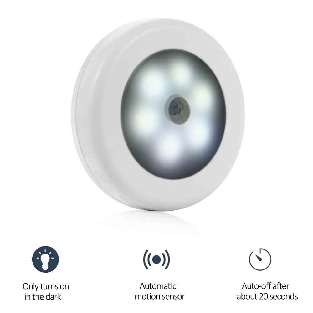  Color White 2PCS Infrared PIR Motion Sensor 6 Led Night Light Wireless Detector Wall Lamp Light Aut - 32970532243