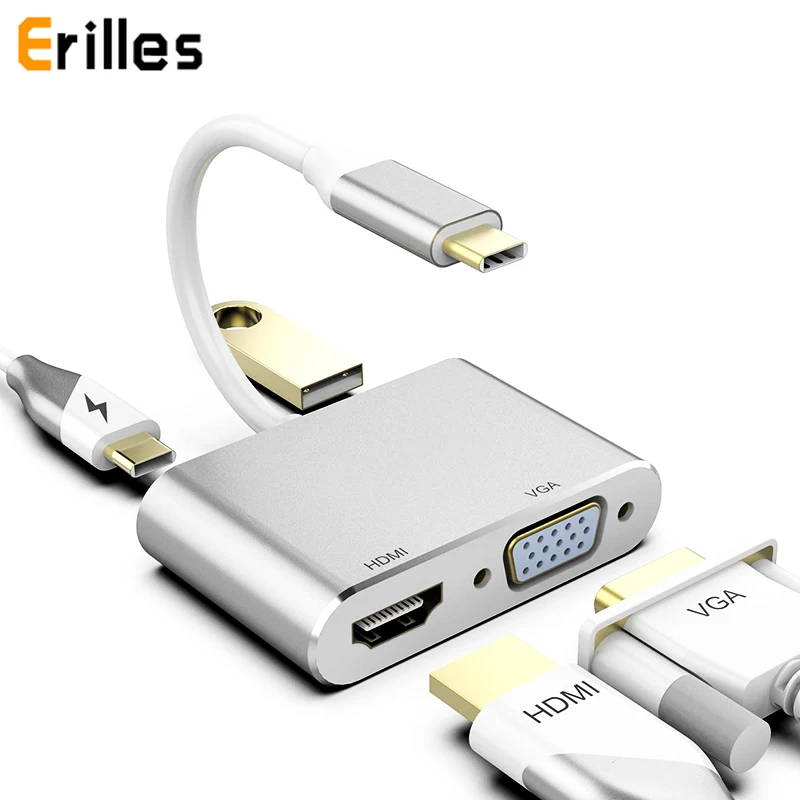Usb type C 3 1 HDMI 4K VGA 1080P USB 0 концентратор Thunderbolt USBC 60 Вт PD порт разветвитель кабель для