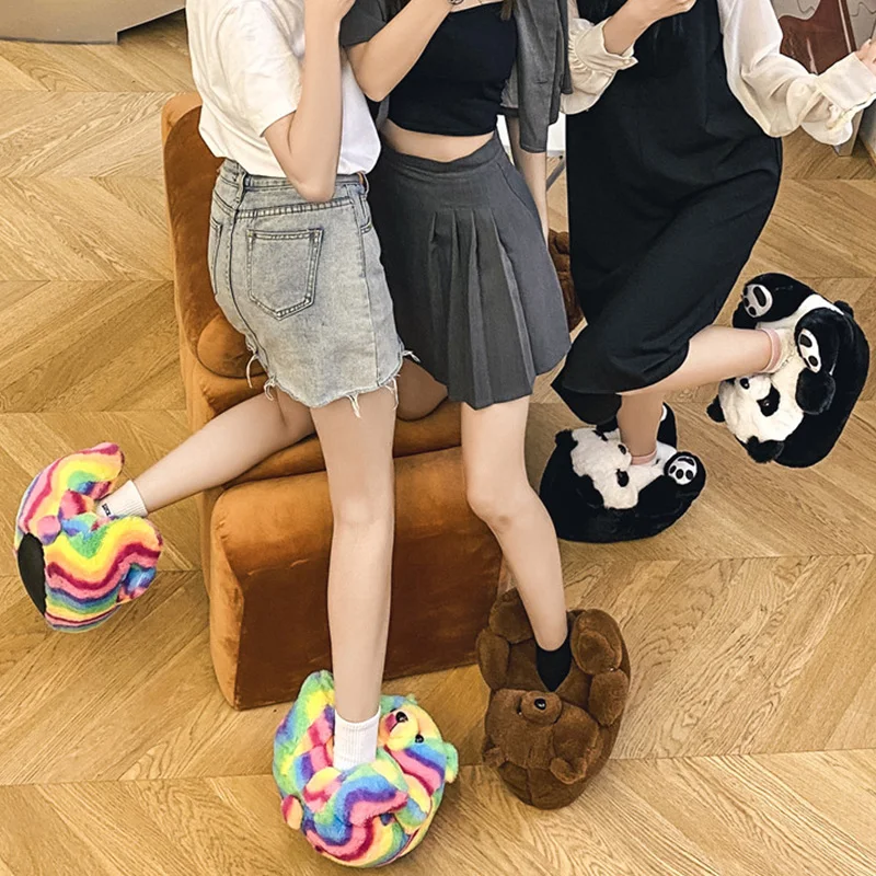

Slippers Women Men Children Boys Girls Winter Home Cotton Shoes Fashion Casual Indoor Female Clogs Ladies' s Warm Bear Boots