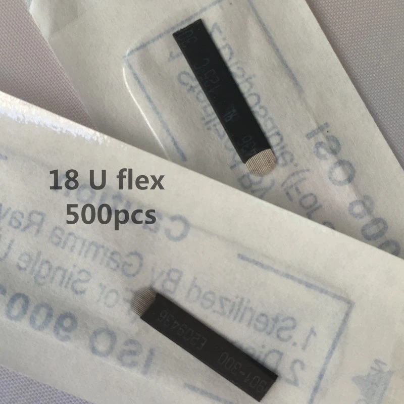 500 шт. 0 18 мм 12 14 16 U-образная микроблейдинг Tebore Micropigment Lamina U Flex Татуировка игла для